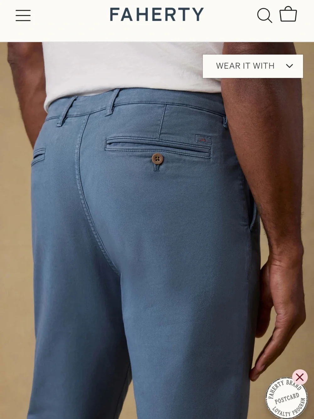 Faherty Coastline Chino Knit Chinos pants size 33